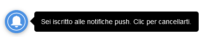 Notifica che avvisa "Sei iscritto alle notifiche push. Clic per cancellarti"