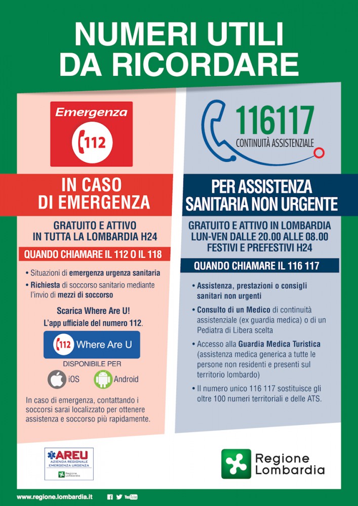 Locandina numeri utili sanitari