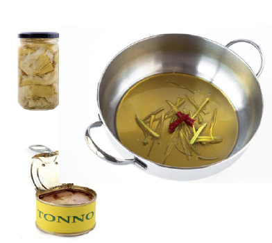 Olio in padella e in barattolo